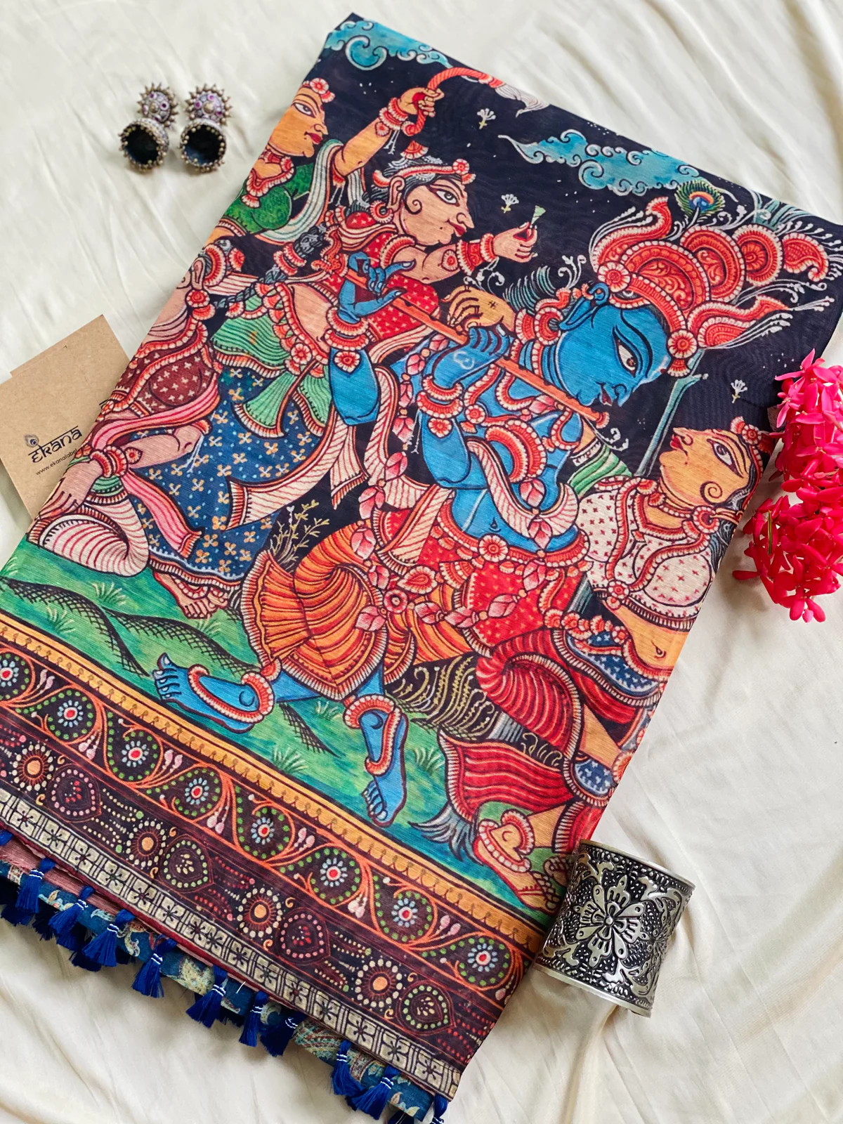 Raas Leela Kalamkari Saree - Image 3