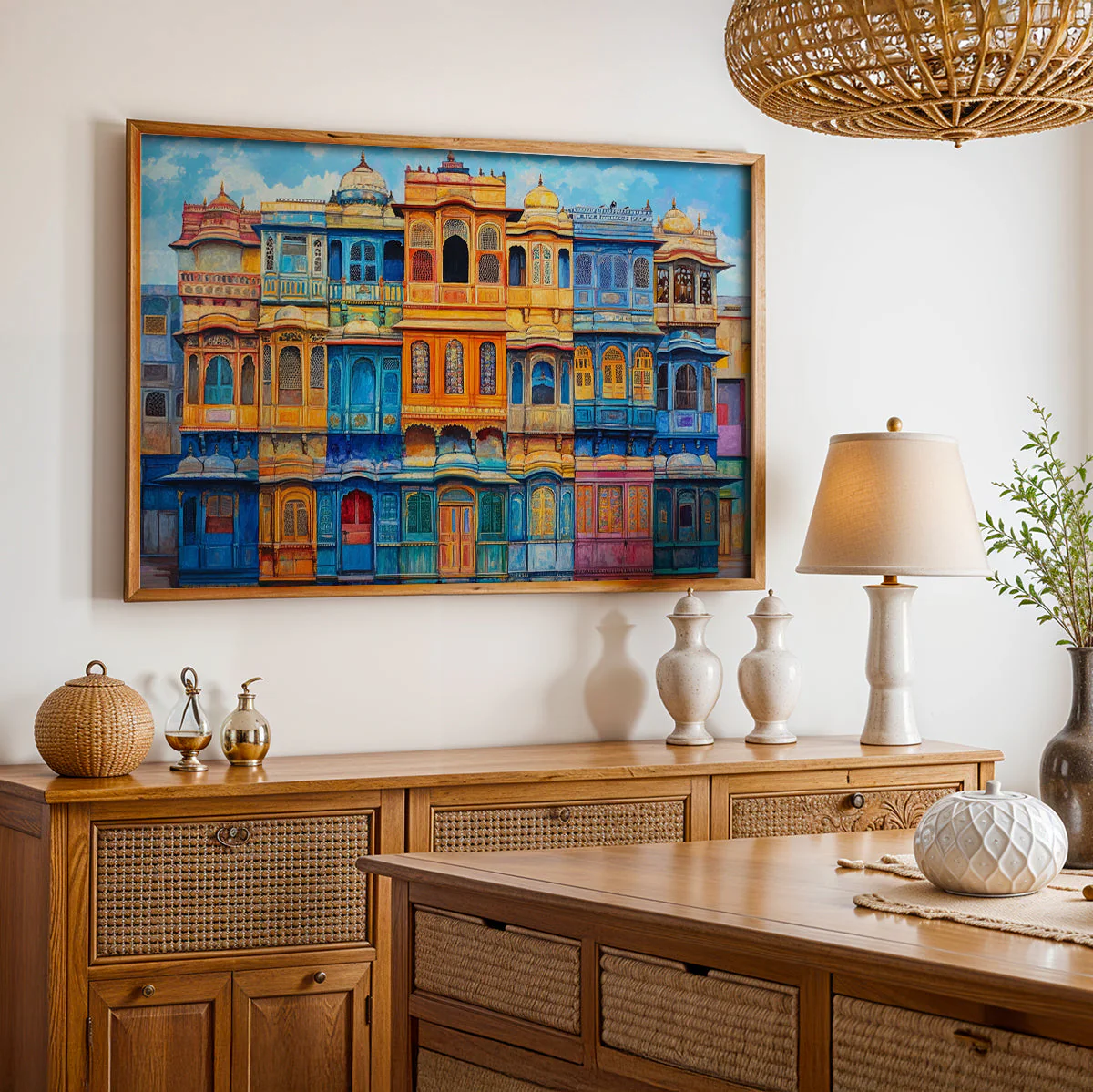 24x18 Rajasthani Haveli Painting - Image 3