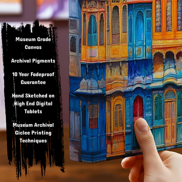 24x18 Rajasthani Haveli Painting - Image 4