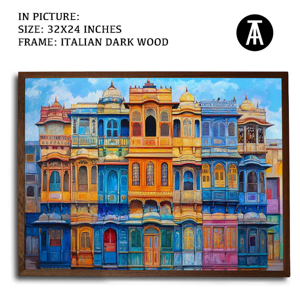 24x18 Rajasthani Haveli Painting - Image 5