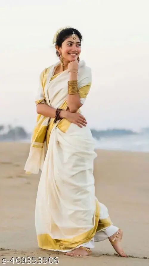 White Gold Kerala Cotton Saree